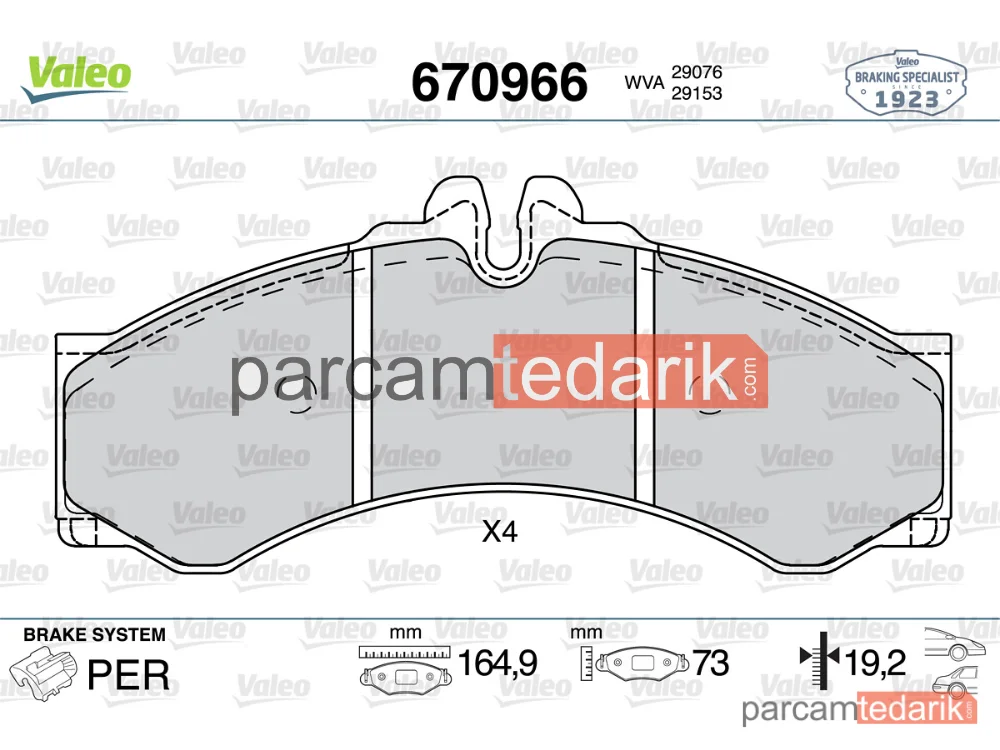 670966 | Fren Balatası (Arka) — Mercedes-Benz Sprinter 4-t, Mercedes-Benz Sprinter 3-t